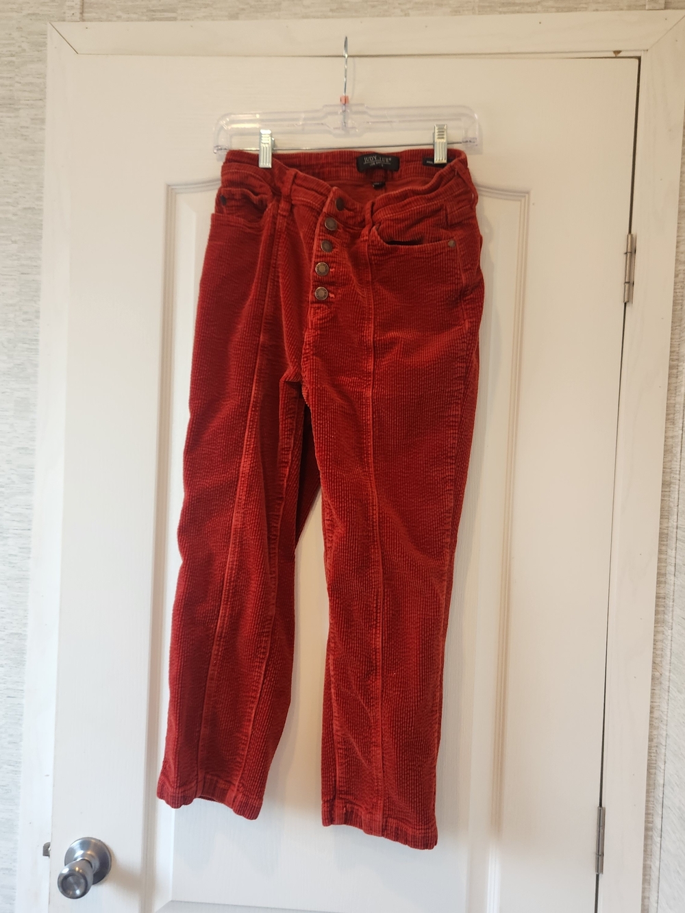 Judy Blue Rust Red Corduroy Straight Leg Jeans with Button Fly 11/30 EUC